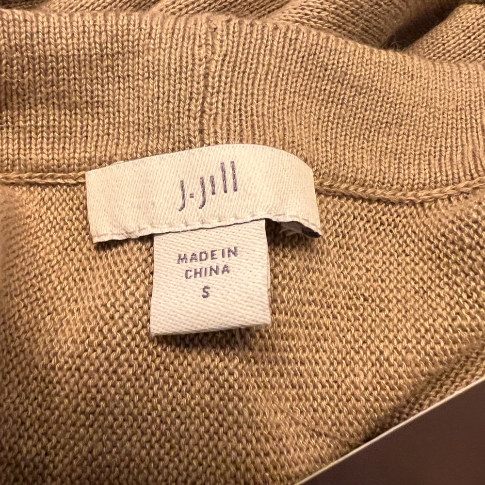 JJill open front fringe sleeve cardigan, macadamia, small - Picture 6 of 9